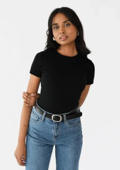 Hauts^Outfitbook T-shirt coton manches courtes NOIR