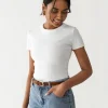 Hauts^Outfitbook T-shirt coton manches courtes BLANC