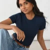 Hauts^Outfitbook T-shirt coton manches courtes BLEU