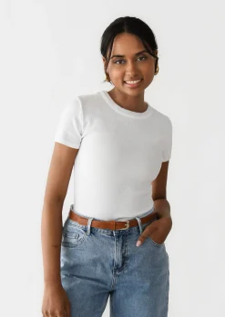 Hauts^Outfitbook T-shirt coton manches courtes BLANC