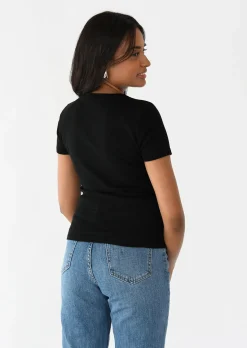 Hauts^Outfitbook T-shirt coton manches courtes NOIR
