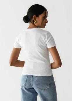 Hauts^Outfitbook T-shirt coton manches courtes BLANC