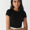 Hauts^Outfitbook T-shirt maille manches courtes NOIR
