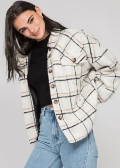 Vestes L Manteaux^Outfitbook Veste à carreaux en coton BEIGE