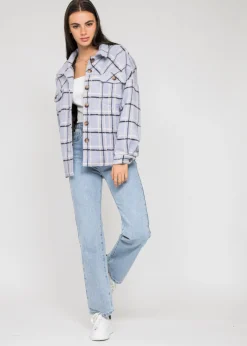 Vestes L Manteaux^Outfitbook Veste à carreaux en coton LILAS