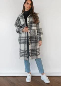 Vestes L Manteaux^Outfitbook Veste à carreaux longue noir