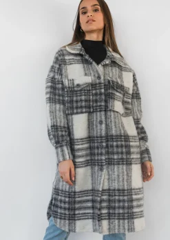 Vestes L Manteaux^Outfitbook Veste à carreaux longue noir
