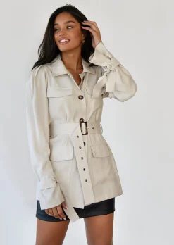 Vestes L Manteaux^Outfitbook Veste avec ceinture à la taille beige