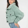 Vestes L Manteaux^Outfitbook Veste courte en imitation peau de mouton VERTE