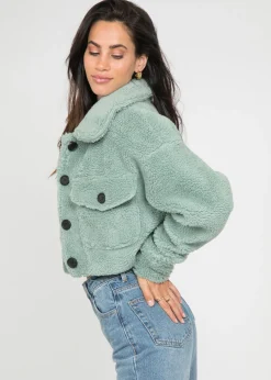 Vestes L Manteaux^Outfitbook Veste courte en imitation peau de mouton VERTE