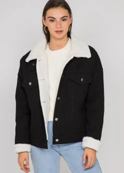Vestes L Manteaux | Jeans^Outfitbook Veste en jean doublé avec sherpa NOIR